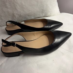 Black Leather Kelly & Katie Slingback Flats